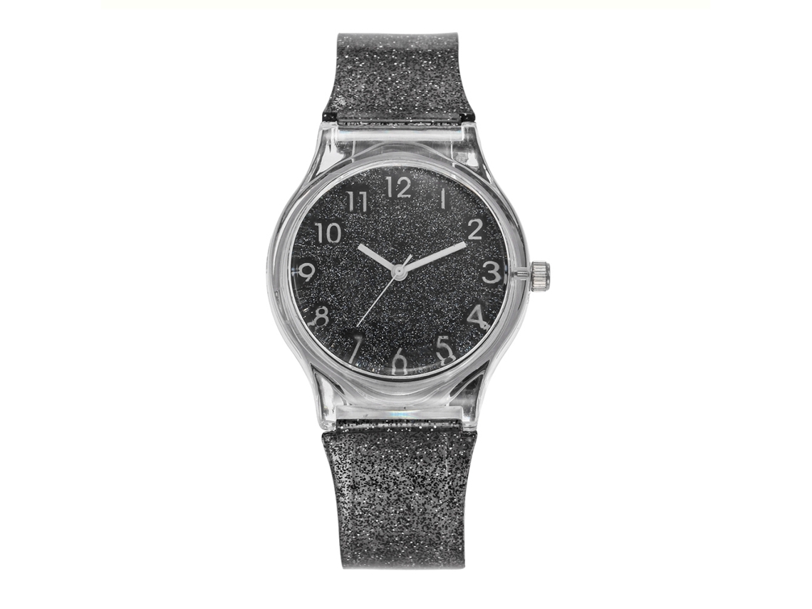 Relógio de Pulso Feminino de Quartzo Clássico Fashion com Pulseira de Silicone Preto