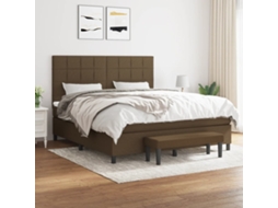 Vidaxl Cama Com Molas/colchão 180x200 Cm Tecido Castanho-escuro
