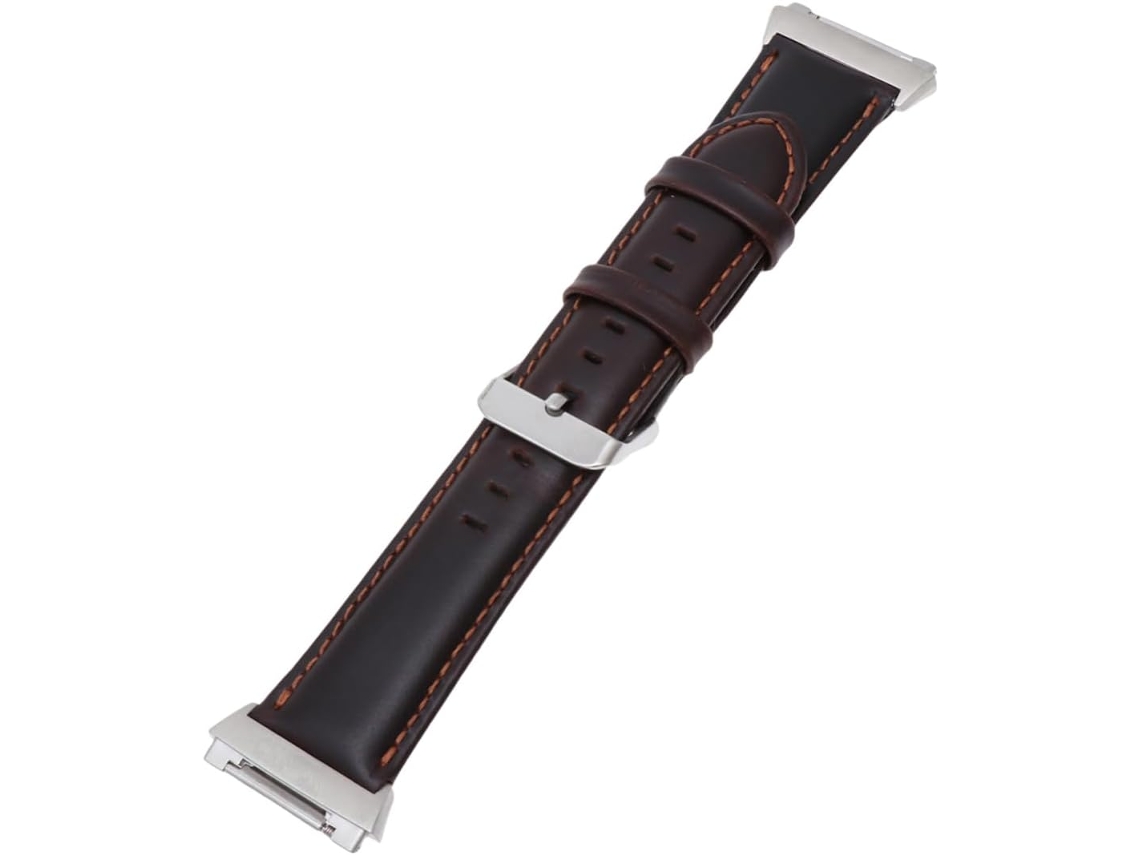 Pulseira De Couro Marrom Com Textura Clássica Vaca Louca, Compatível