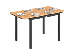 Mesa de jardim retangular para 6 pessoas, 127x70cm, madeira composta, estrutura metálica, marrom BTFORUS