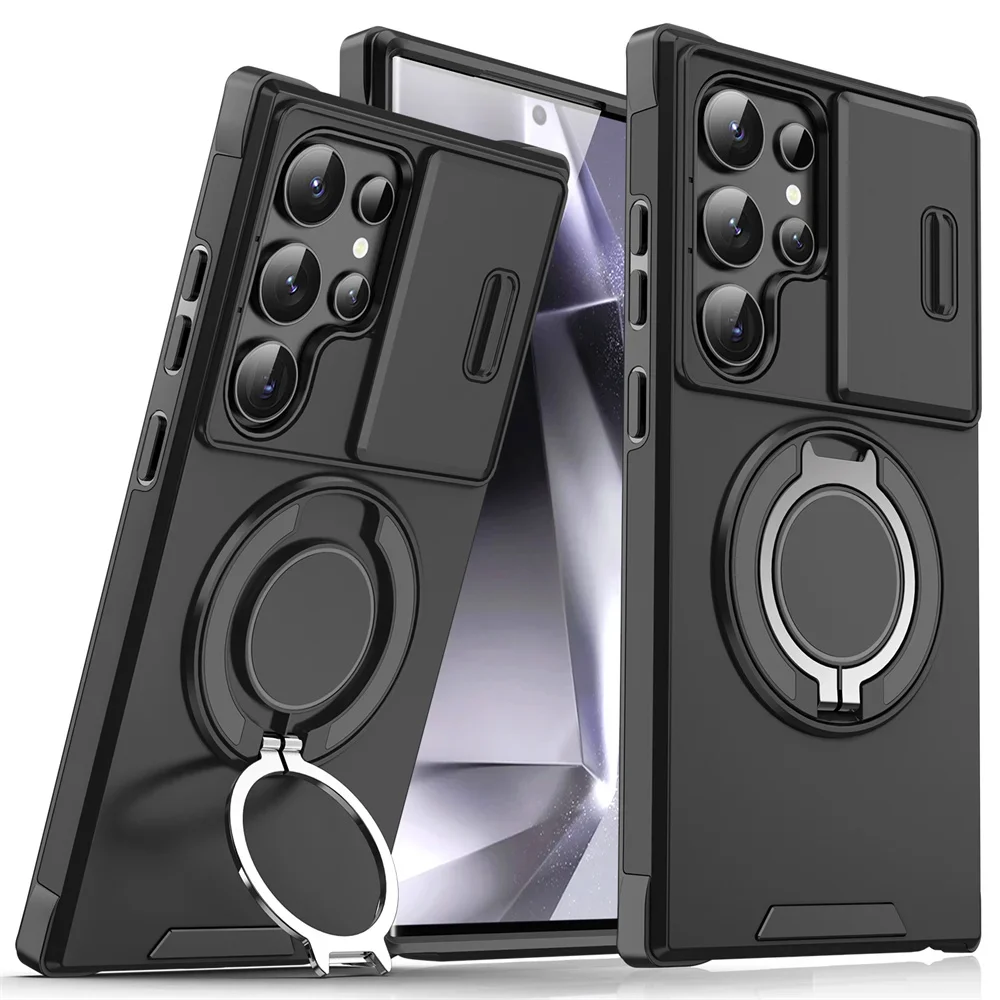(samsung S20 Fe, Preto) Capa Para Celular Samsung Com Suporte Magnético Deslizante, Protegendo A Câmera.