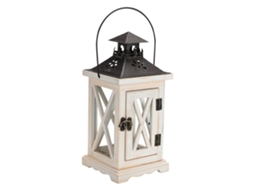 Lâmpada de candeeiro retro em estilo madeira branco com base de LAXISCREED
