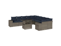 Conjunto de Sofá de Jardim, 11 Peças, Almofadas, Rattan Cinza MAISON EXCLUSIVE