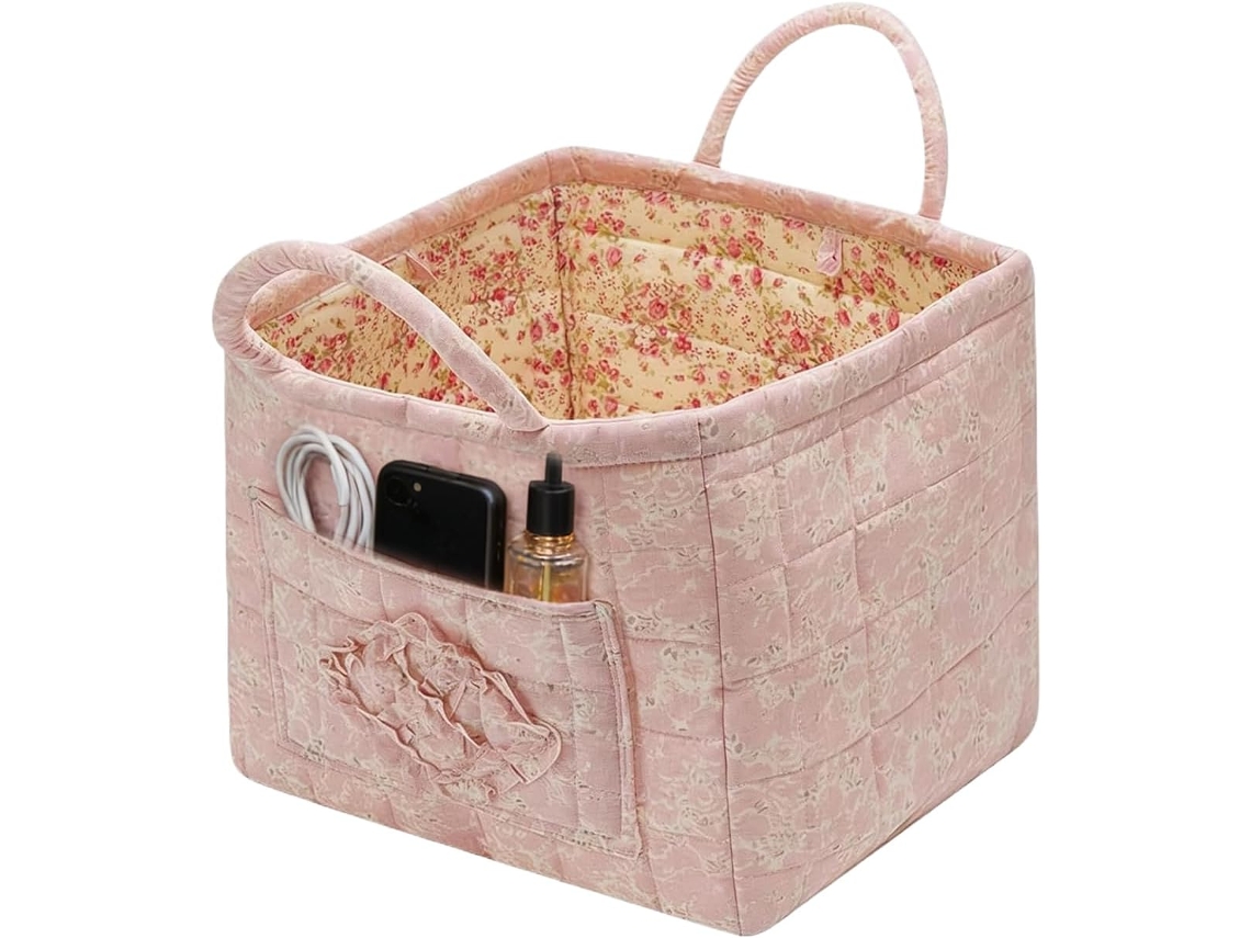 Cesto Organizador com Estampa Floral, Dobrável, Multifuncional, Ideal para Casa, Escritório, Quarto, CHABERLU