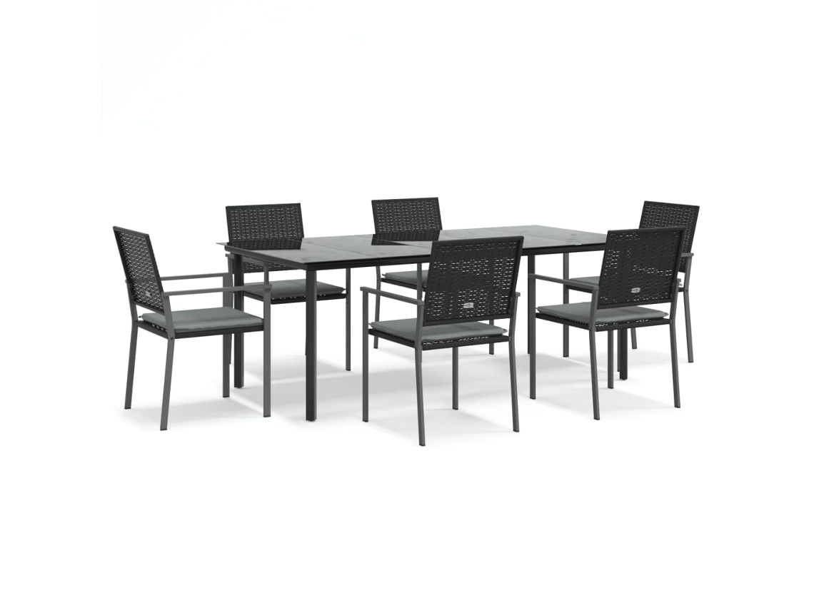 Garden Dining Set, Garden Dining Sets Vidaxl Preto Rattan / Vime (mesa Com 200 Cm De Comprimento)