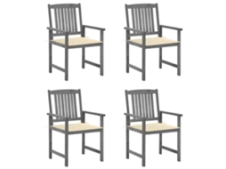 Vidaxl Cadeiras De Jardim Com Almofadões 4 Pcs Acácia Maciça Cinza