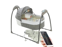 Berã§o Elã©trico De Balanã§o Para Bebãªs, Swing De 3 Velocidades, Controle Remoto, Capacidade De 10kg, Cinza Oem