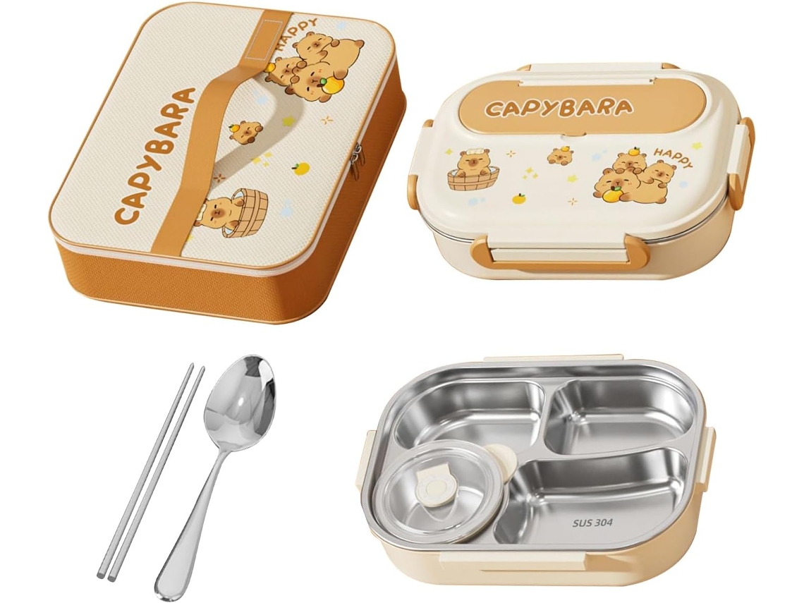 Lancheira Genérica Com Recipientes, Capivara Panda Para Mulheres- Porta- Lanches Talheres Escola, Escritório,
