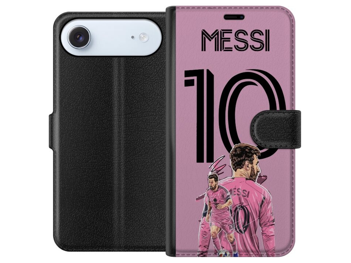 Capa Carteira Compatível Com Apple Iphone Air Com Estampa Gráfica De Lionel Messi E O Número 10 Em Um Elegante Design Rosa.
