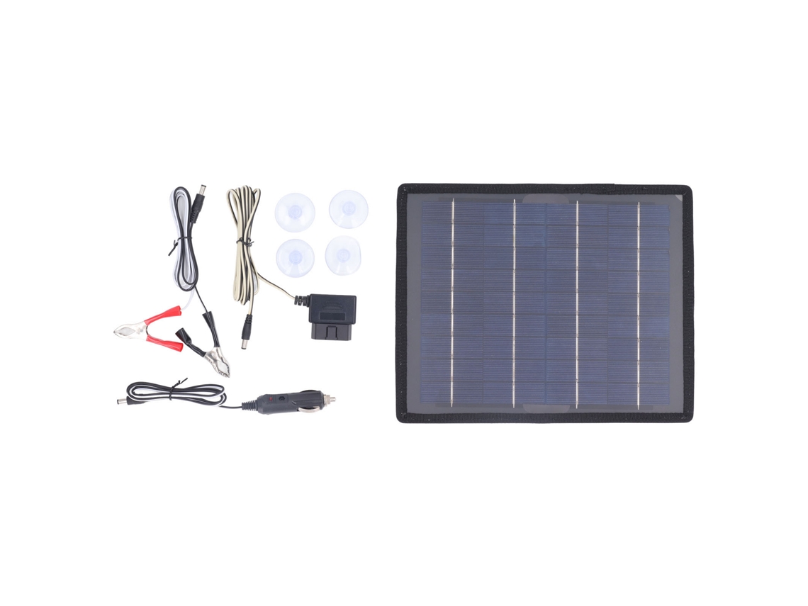 Carregador Solar Para Bateria De Carro Com Plug Obd, Cabo E Porta Cigarrete - Anti Perda De Bateria