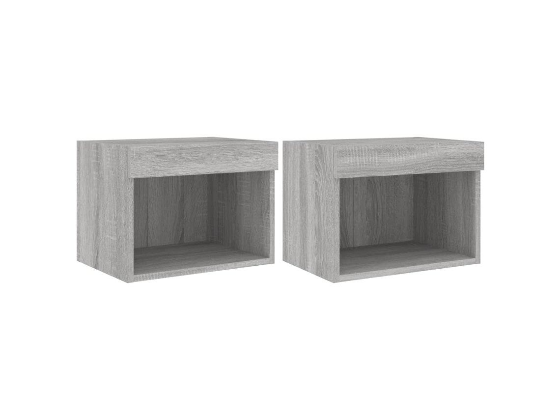 Conjunto de mesas de cabeceira de parede com luzes LED Cinzento Sonoma MAISON EXCLUSIVE