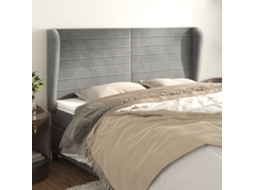Cabeceira Cama C/ Abas Veludo 203x23x118/128 Cm Cinzento-claro