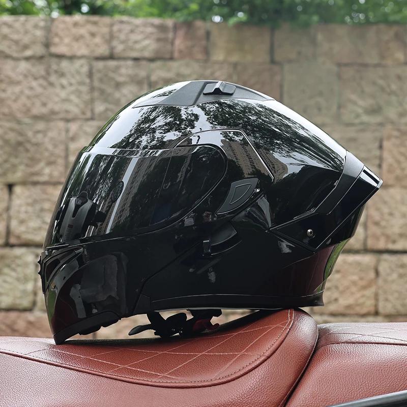 (m) Capacete Modular Unissex Com Lente Dupla, Certificado Dot, Material Abs