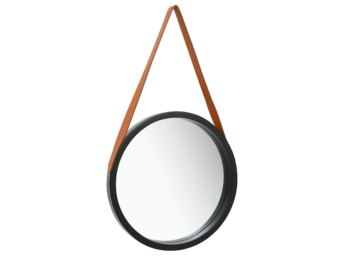 Vidaxl Espelho De Parede Com Alça 50 Cm Preto