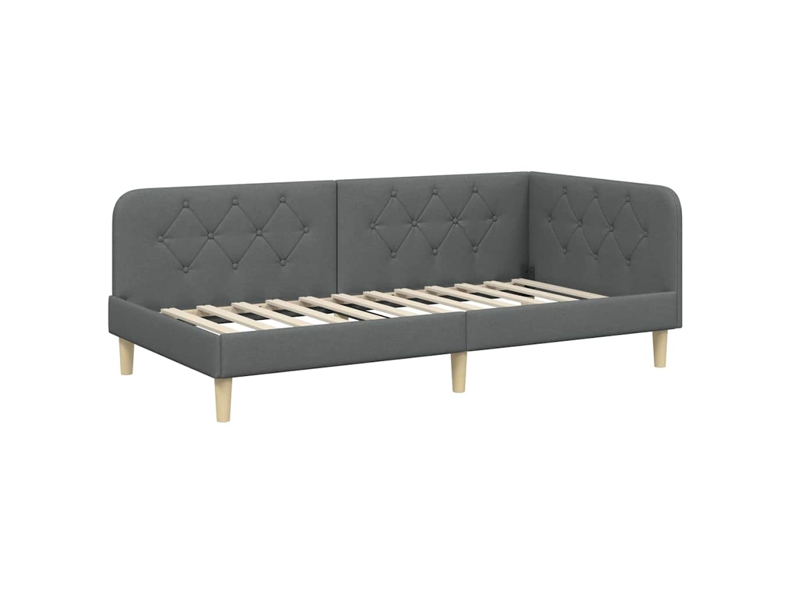 Estrutura de Cama de Canto Cinza Escuro 90 X 190 Cm Tecido MAISON EXCLUSIVE