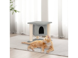 Vidaxl Árvore P/ Gatos C/ Postes Arranhadores Sisal 37 Cm Cinza-claro