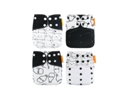 Primerox 4pcs Fralda de Pano Lavável Reutilizável Elástica com Absorção Forte para Bebês Meninos Meninas