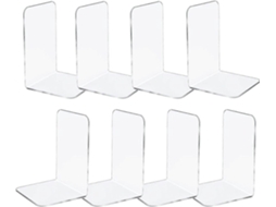 Conjunto de 8 Suportes para Livros Transparentes em Acrílico, Modelo Mais Recente de 2025, para Prateleiras, Resistentes e Duráveis BRILVIBERA