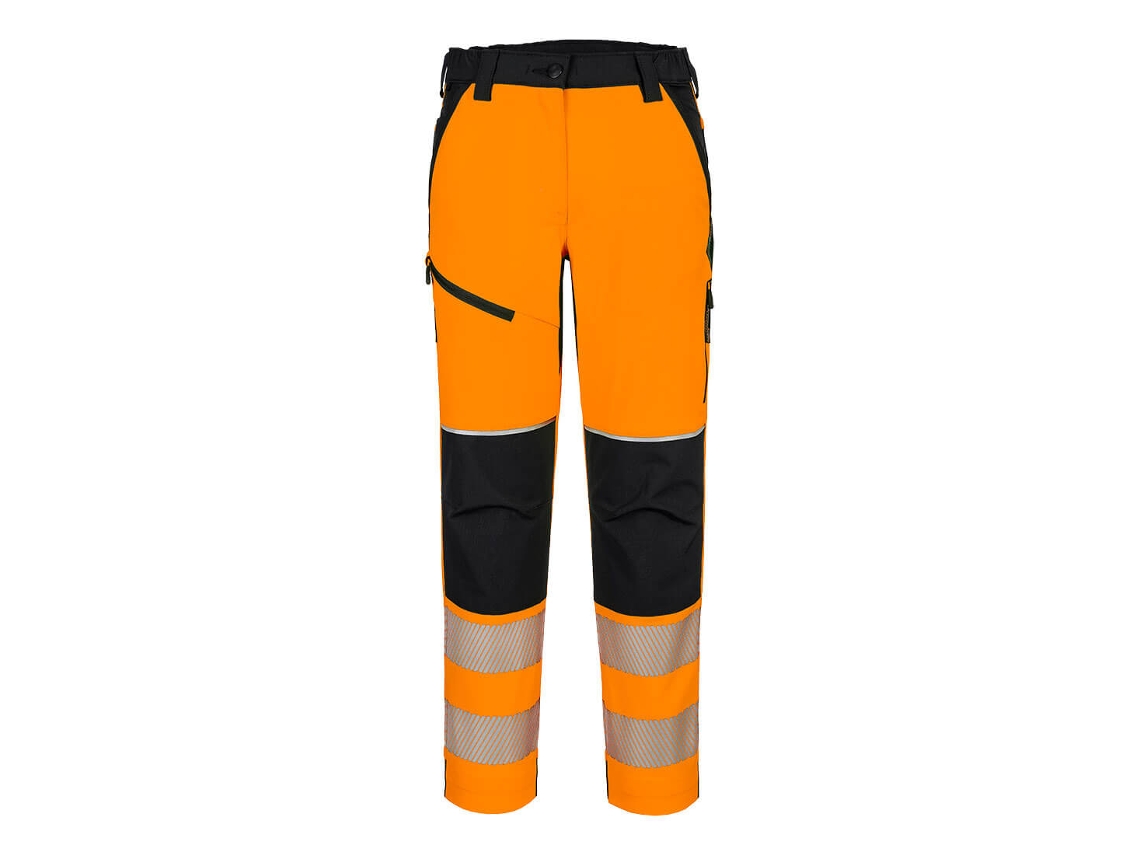 Calças Elásticas Femininas De Alta Visibilidade Pw3 Laranja E Preto / Xs