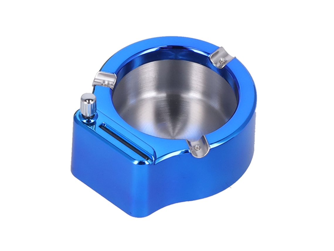 Cinzeiro de aço inox com isqueiro e fósforo, azul, casa e escritório S/MARCA