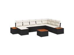 Conjunto 9 Conjunto De Móveis Para Exterior Vidaxl Preto Vime Pe (319 X 209 X 85 Cm)