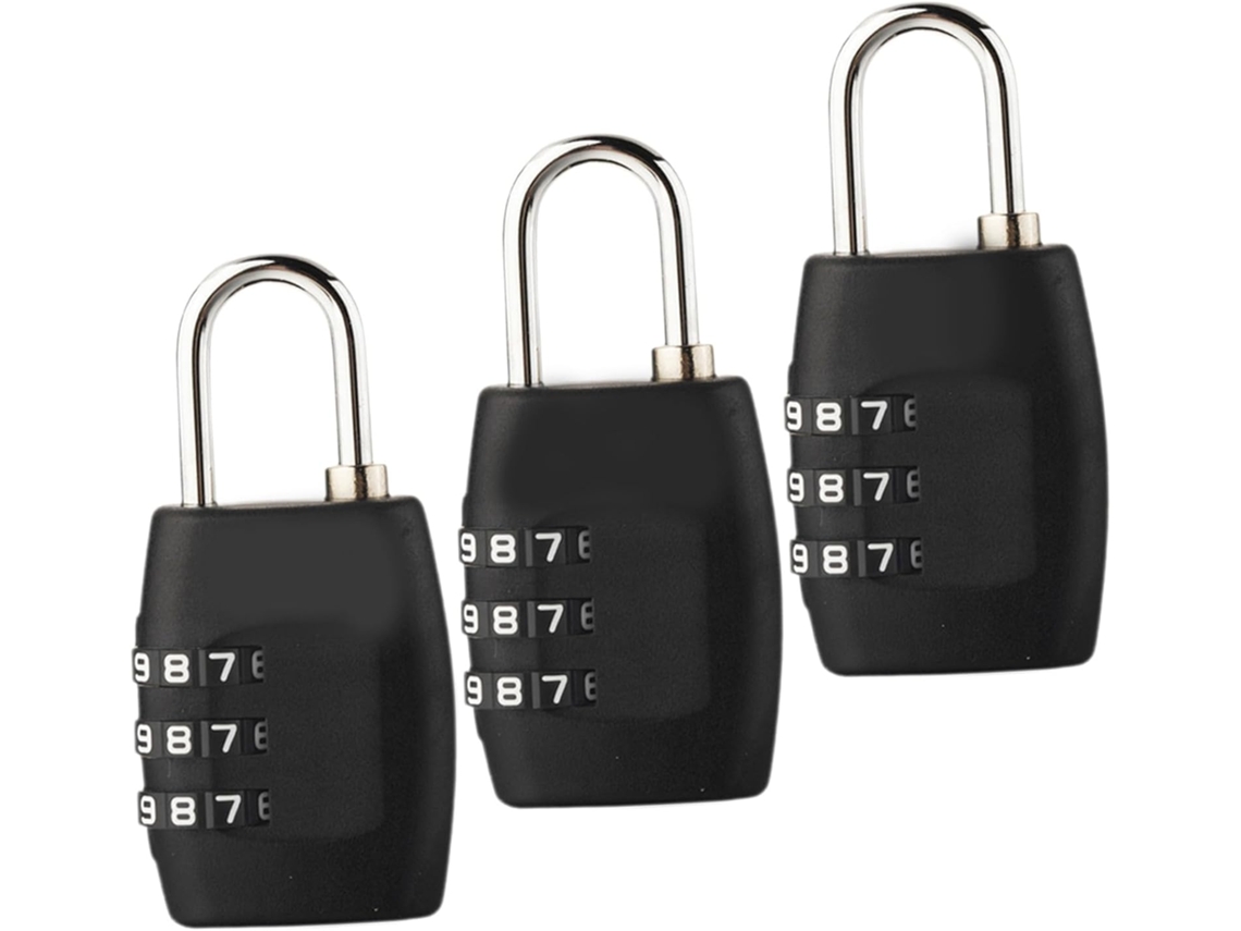 Conjunto De 3 Cadeados Combinação Para Mala Viagem, Ideal Armários
