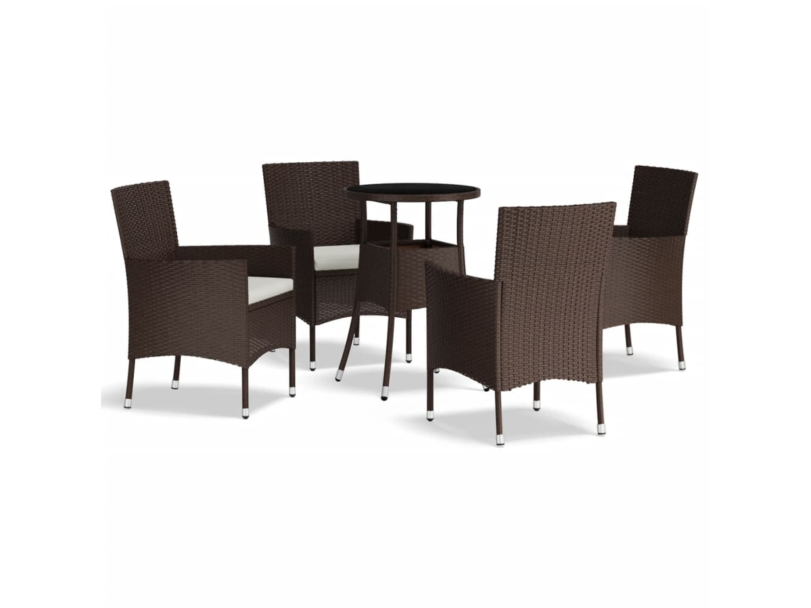 Maison Exclusive - 5 Pcs Conjunto Bistrô P/ Jardim C/ Almofadões Vime Pe Castanho