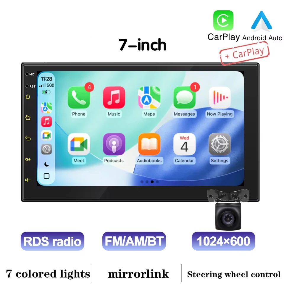 (carplay) Sistema Multimídia Automotivo Android 2din, Navegação Carplay Sem Fio De 7 A 10 Polegadas