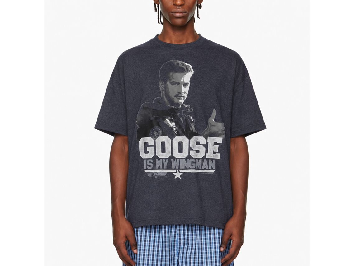 Rockinstone Top Gun Movie Winging It Heather Navy Adult T-shirt Size:m