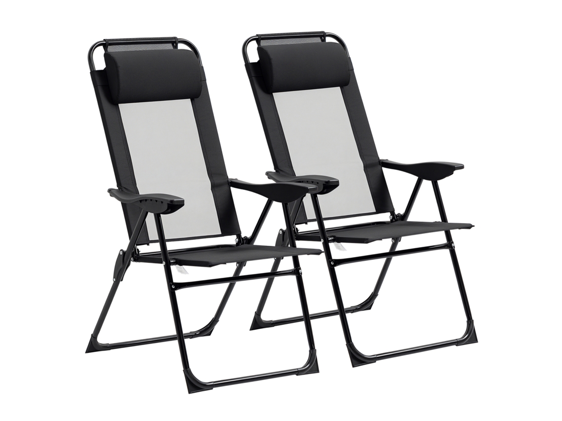 Conjunto de 2 Cadeiras de Jardim Dobráveis com Almofadas TOPBRICO