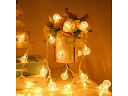 Cordão de Luzes Led de 7 Metros com 50 Pilhas, Luz Branca Quente, Ideal para Decoração de Sala Estar, Quarto, Escritório e Varanda. Cjy BRILVIBERA