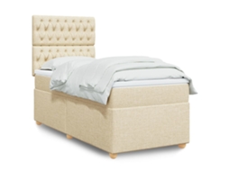 Vidaxl Cama Com Molas/colchão 90x200 Cm Tecido Cor Crème