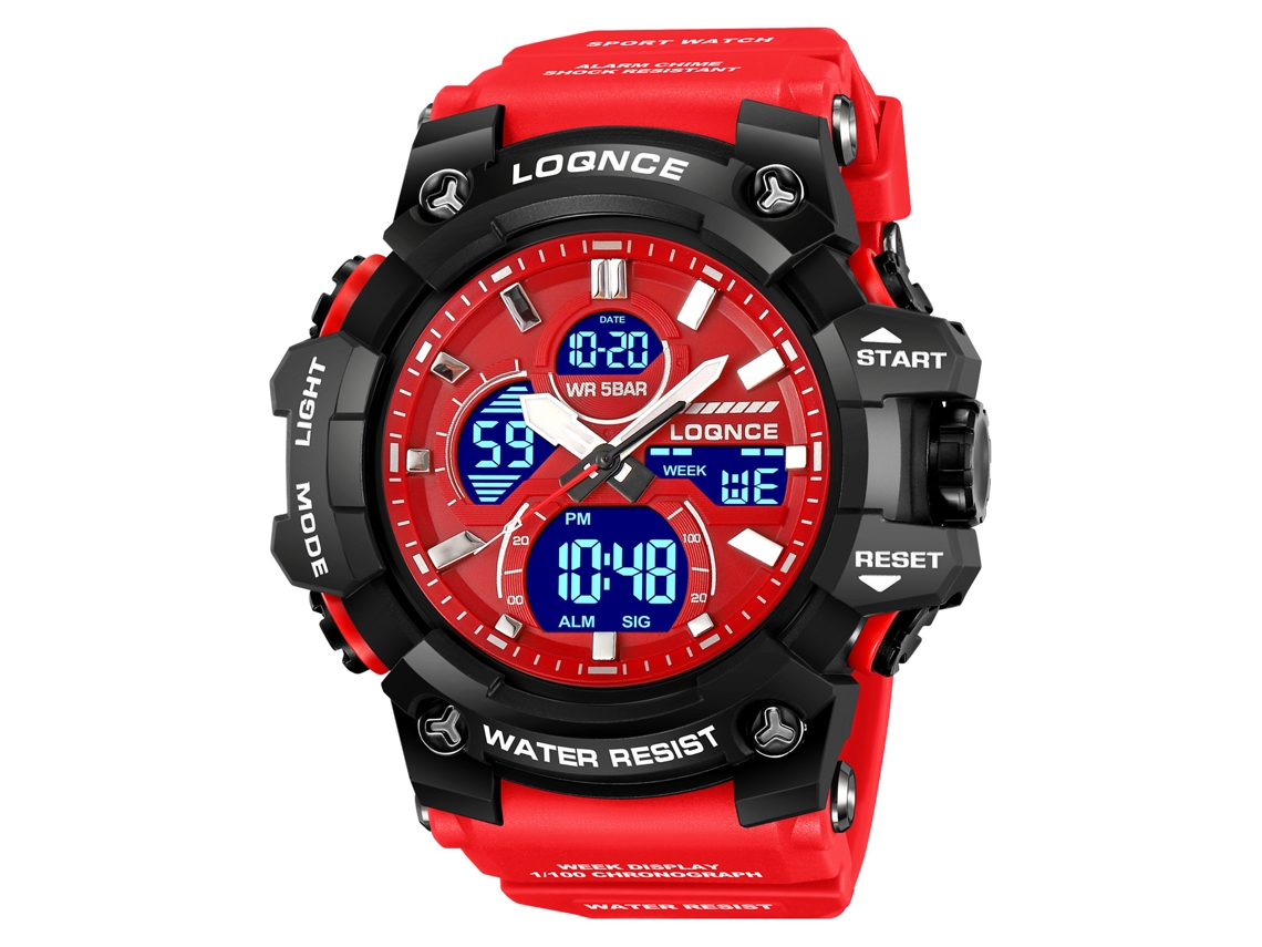 Relógio Esportivo com Mostrador Grande , Cronógrafo Eletrônico Multifuncional Luminoso. MDUG (vermelho)