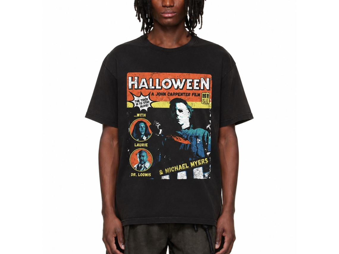 Rockinstone Halloween Movie Comic Black Adult T-shirt Size:l