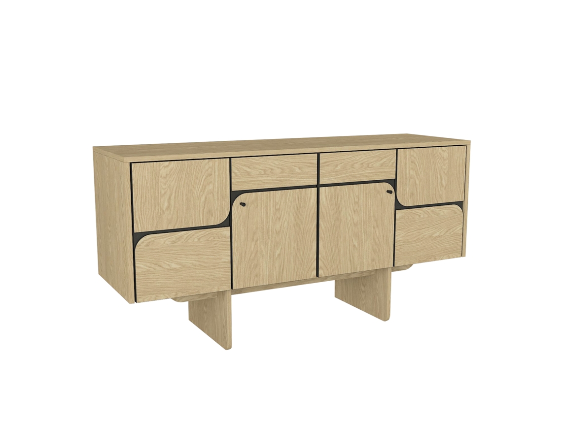 Consola 150 Cm Carvalho E Antracite Com 4 Portas