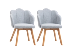Cadeiras Sala De Jantar Poliéster, Espuma E Madeira De Borracha Cor Cinza Claro 58x60x82 Cm Homcom
