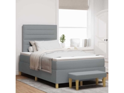 Vidaxl Cama Box Com Cabeceira Cinzento-claro 190 X 120 Cm Tecido