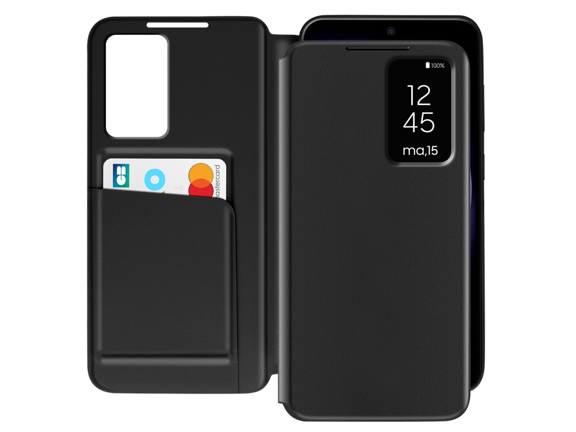 Capa Janela Tampa Para Samsung Galaxy S23 Avizar Com Porta-cartões Preto