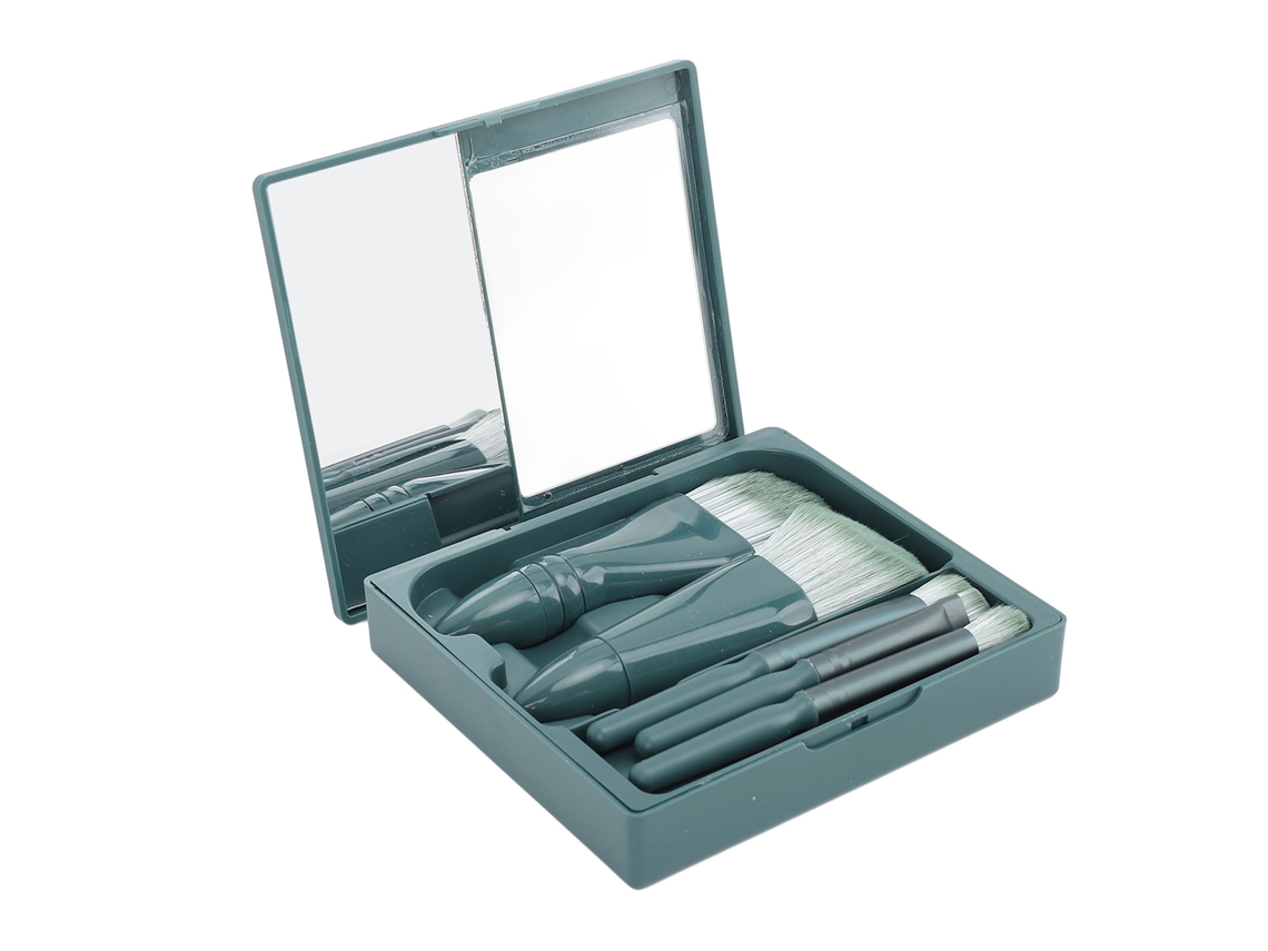 Kit De 5 Pincéis De Maquiagem Com Cerdas Macias Design Ergonômico Portátil Para Casa E Viagem Verde