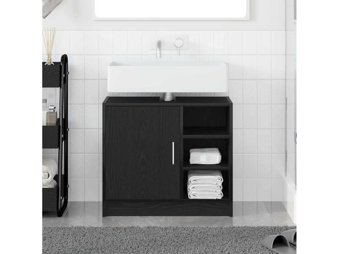 Vidaxl Armário De Banheiro Carvalho Preto 63 X 29 X 55 Cm