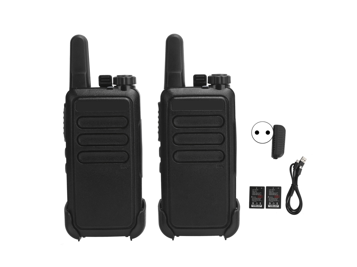 Walkie talkies Mali portáteis, recarregáveis via USB, com clip, 1500mAh, 16 canais