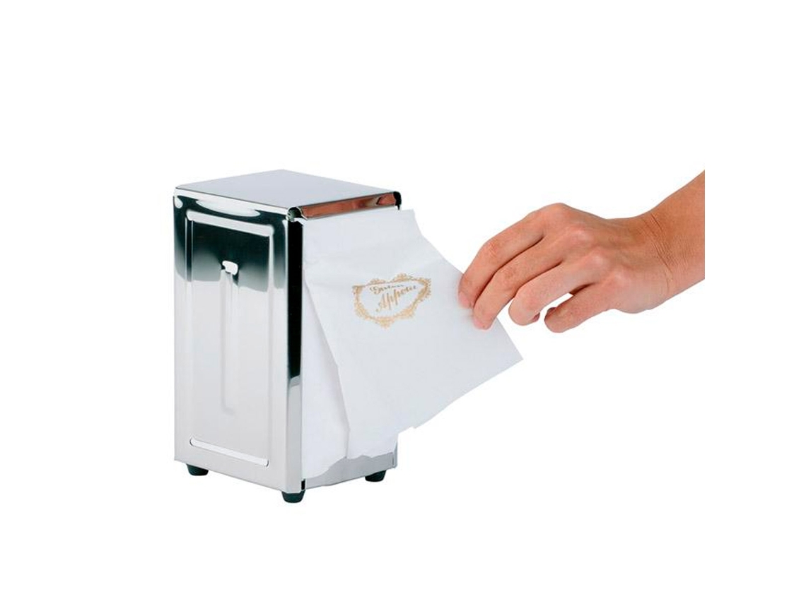 Porta Guardanapo De Aço Inox Cinza 12 X 9,5 Cm Aps