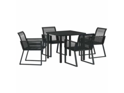 Conjunto de Jantar para Jardim 5 Pcs - Móveis de Jardim para Refeição Preto Aço Revestido a Pó HARLANV1
