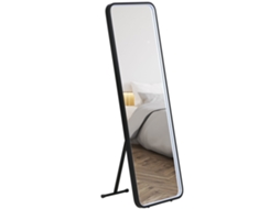 Espelho de Pé com Luzes Led Espelho de Corpo Inteiro 151.5x50cm com Iluminação Ajustável e Função de Memória Preto