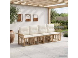 Vidaxl Conjunto De Sofás Para Exterior 4 Pcs Natural E Branco Creme