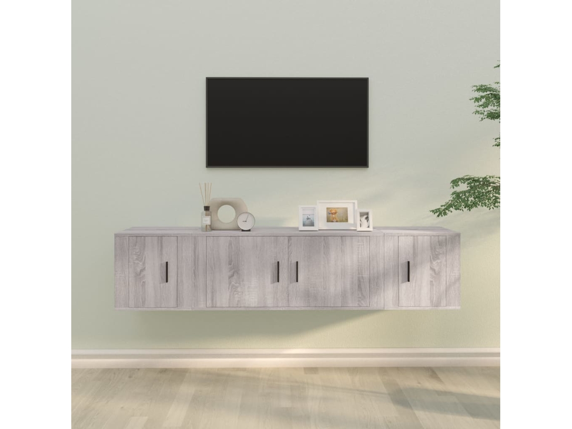 Vidaxl Conjunto Móveis De Tv 3 Pcs Madeira Processada Sonoma Cinza