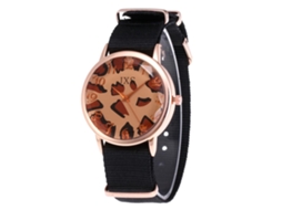 Relógio de Pulso Feminino Simples de Náilon com Movimento de Quartzo Zhoulianfa (preto)