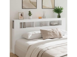 Vidaxl Cabeceira De Cama Com Luzes Led Derivados De Madeira Branco