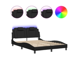 Bed Frame, Bed Frames Vidaxl Preto Couro Artificial (140 X 190 Cm)
