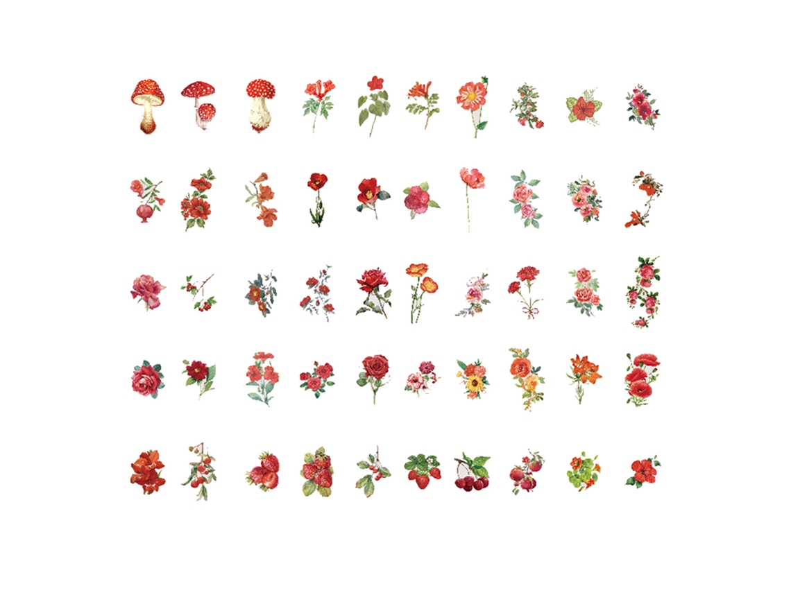 Adesivos de Flores Naturais 100pcs para Scrapbook Journal Diy Decorativo com Autoadesivo